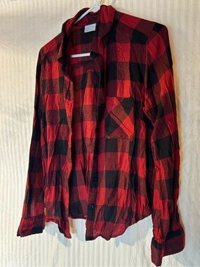 Super Soft Red Plaid Button Up Shirt